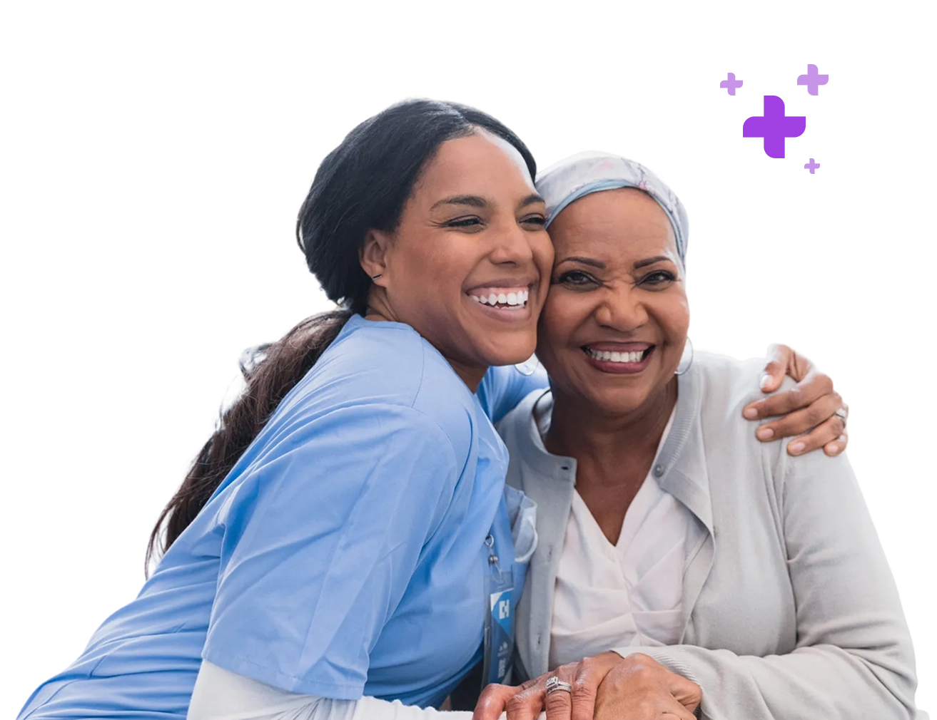 Healthcare nurse with patient who found assistance with Omediq